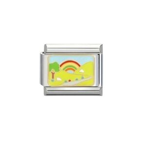 Italian Charm Rainbow‎ Over Hillside Road Personalized Jewelry Making Bracelet